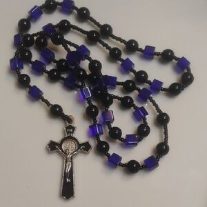 Rosary with Colbalt Mesmerizing Colbalt Blue tone and Black Glass Bead
